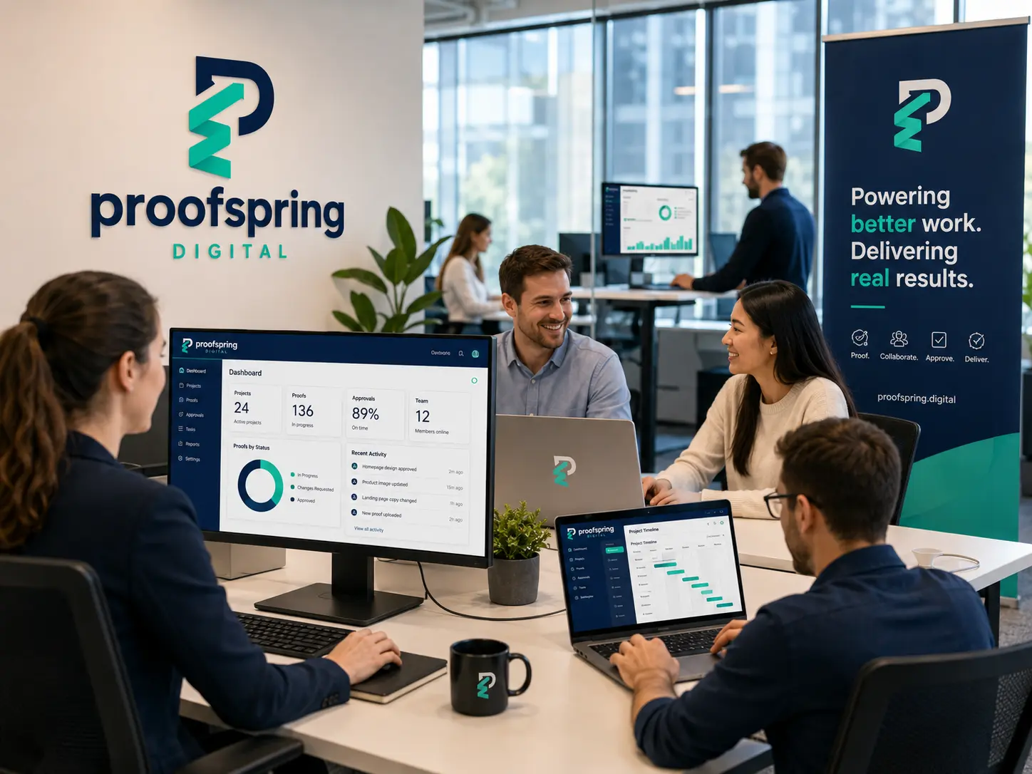 ProofSpring Digital systems used in a collaborative office