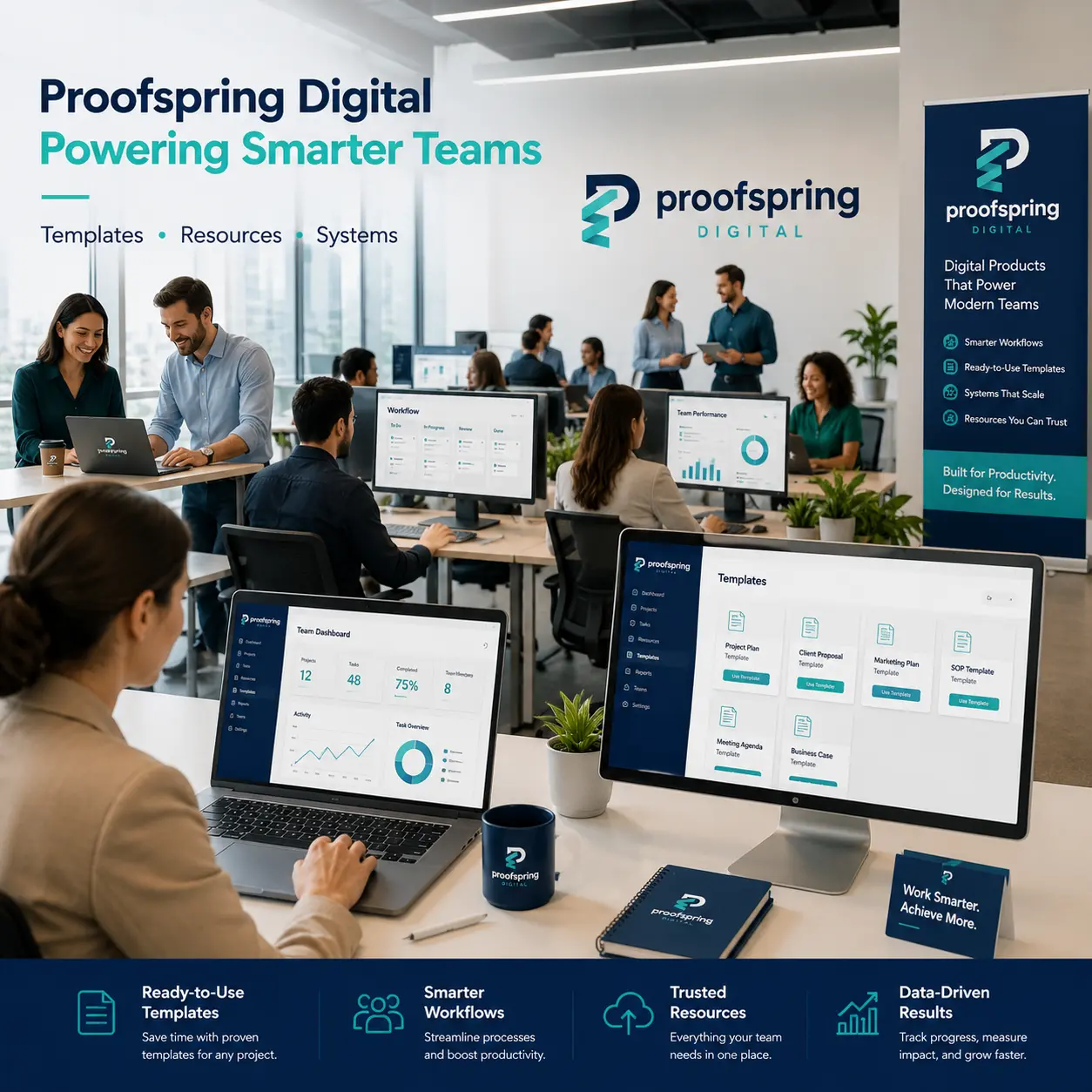 A modern team using ProofSpring Digital tools